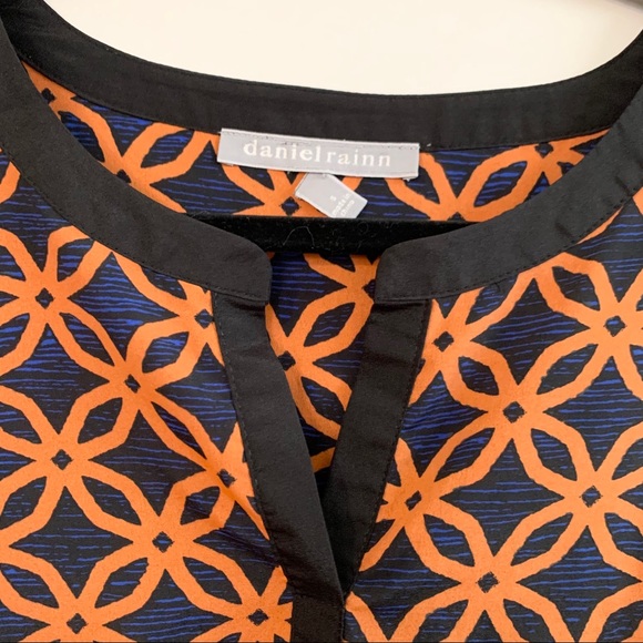 DANIEL RAINN Orange Navy and Black Blouse - Picture 2 of 4